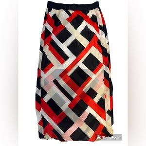 Ann Taylor Geometric Pattern Chiffon Maxi Skirt